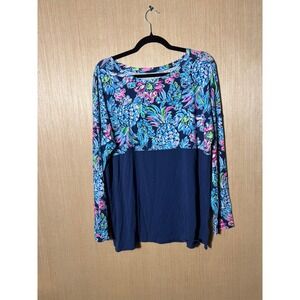 Lilly Pulitzer Navy and Floral Long Sleeve Top